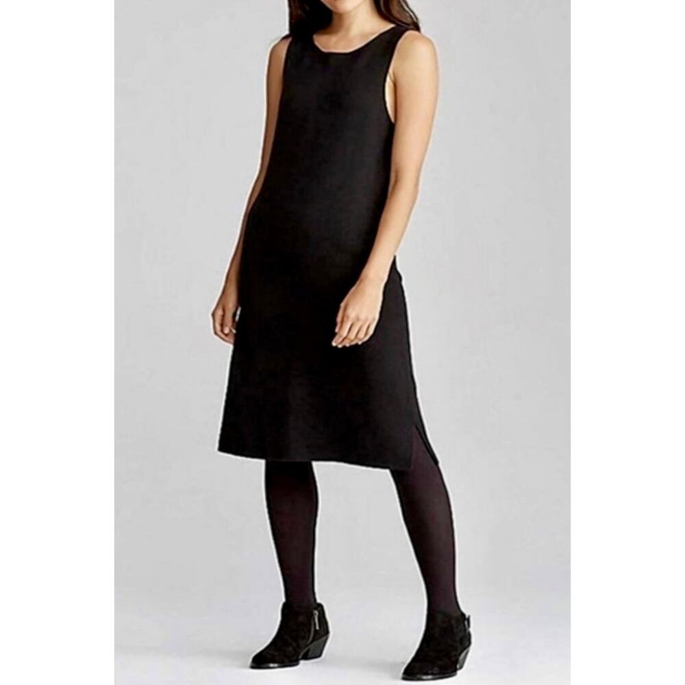 Eileen Fisher Black Silk & Organic Cotton Interlock Knit Dress Sz S Small